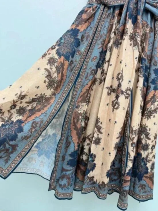 Zimmermann Beige and Blue Floral Halter Maxi Dress - Picture 4 of 9